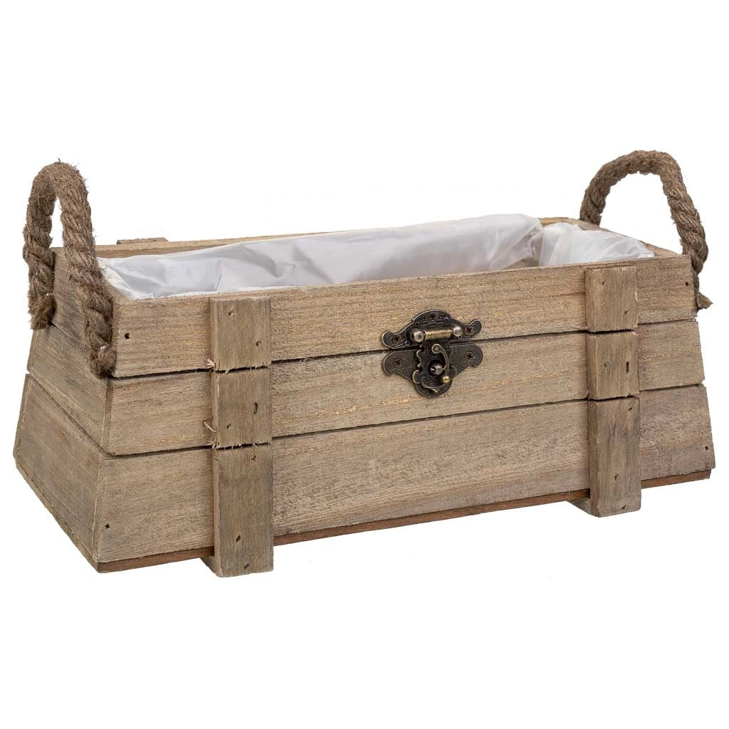 Cesto in legno con manici marroni 27x11x11h