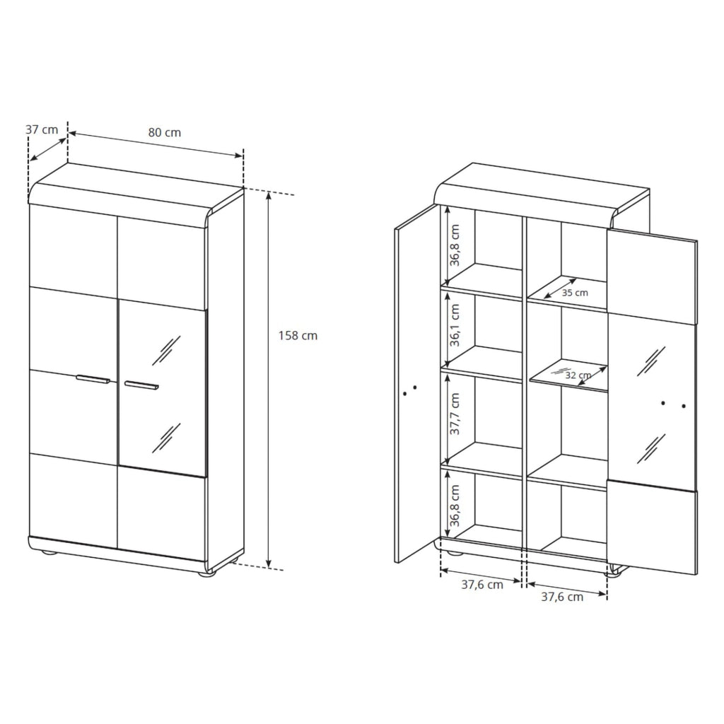 Mobile Espositore Ladavapa, Vetrina 6 Ripiani, 80x37x158h cm Marrone Rovere