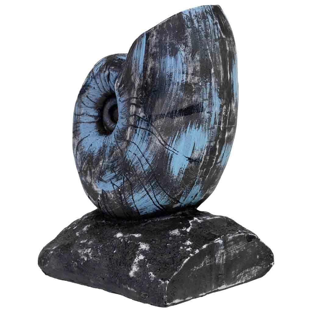 Figura decorativa a forma di conchiglia in resina blu 12x10x17h cm