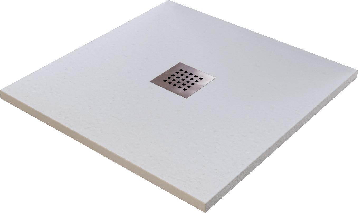Piatto Doccia in Pietra 80x80 cm Bonussi Ardesia Stone Central Bianco