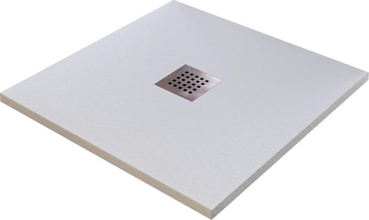 Piatto Doccia in Pietra 80x80 cm Bonussi Ardesia Stone Central Bianco