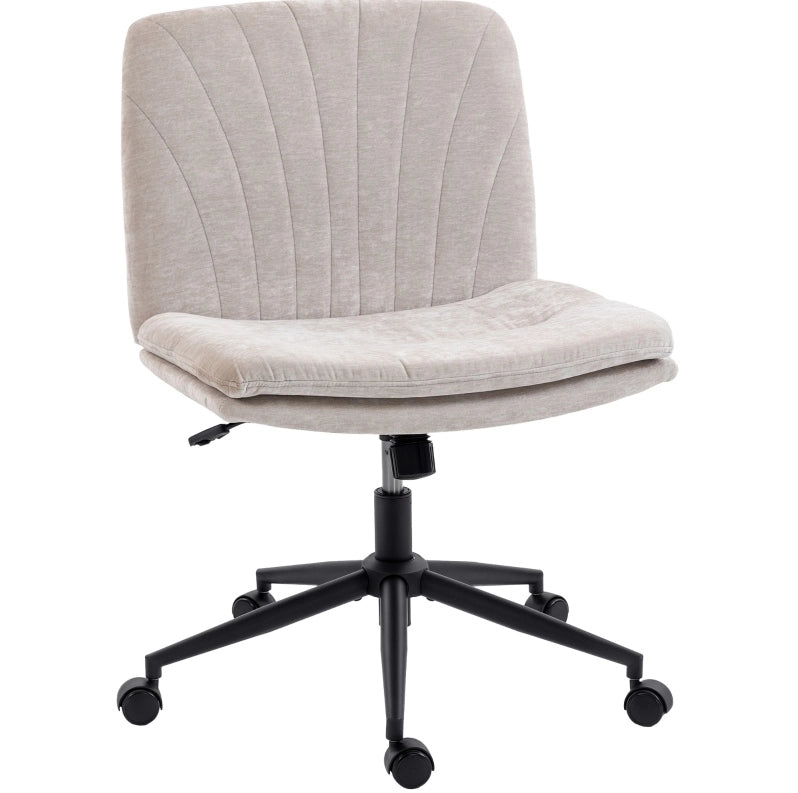 Sedia da ufficio beige in ciniglia – girevole a 360°, altezza regolabile