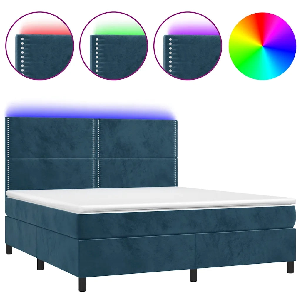 Letto a Molle con Materasso e LED Blu Scuro 160x200 cmcod mxl 123022