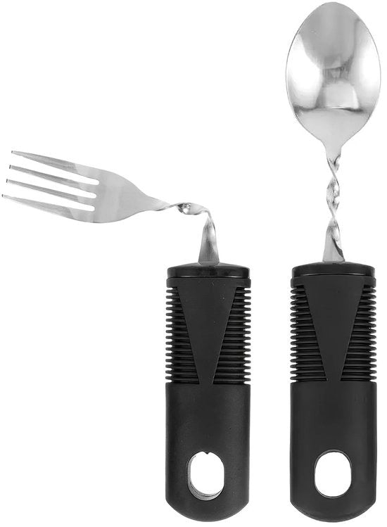 Set di Cucito per Anziani - Cucchiaio Flessibile - Forchetta Flessibile - Acciaio Inossidabile - Assistenza per Artrite - Presa Antiscivolo - Aiuti per la Cucita