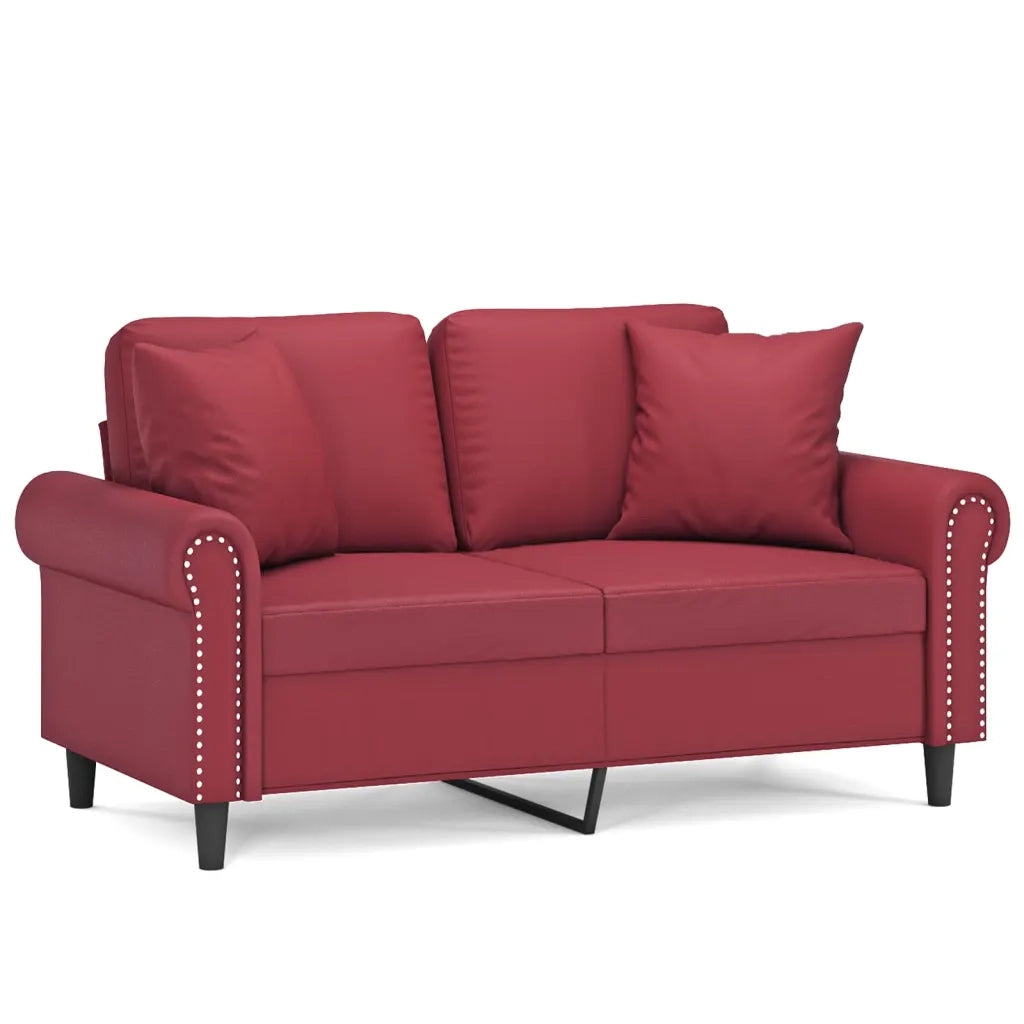Divano a 2 Posti con Cuscini Rosso Vino 120 cm in Similpelle 3200928