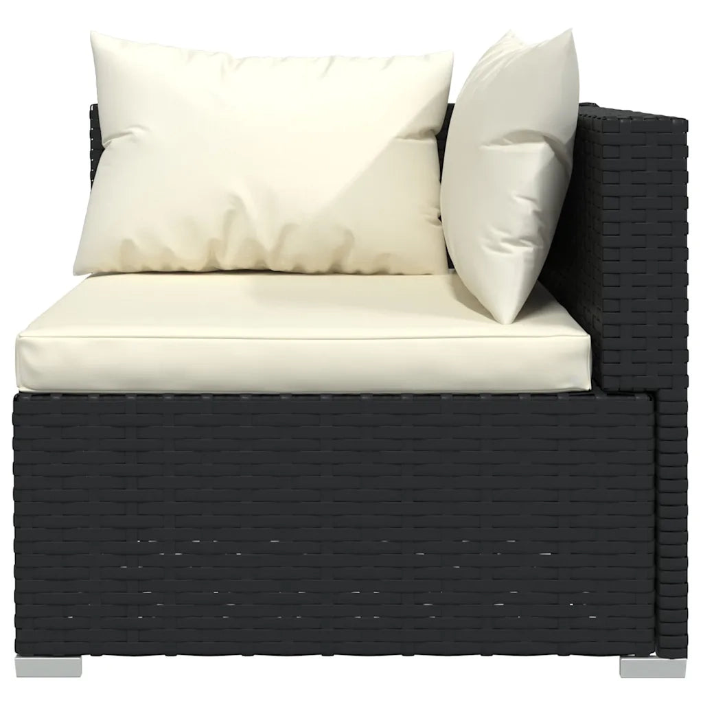 Salotto da Giardino-Set Divani da Giardino 3 pz con Cuscini in Polyrattan Nero 839653