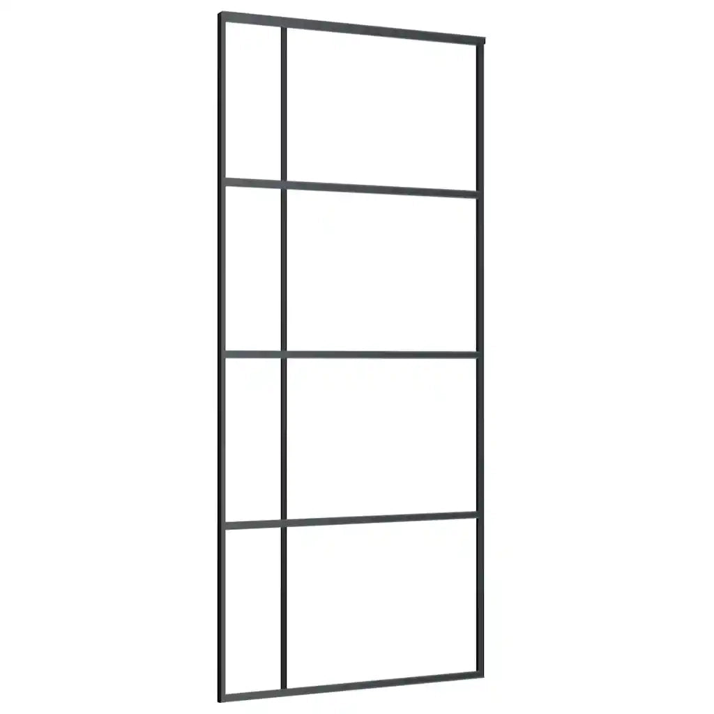 Porta Scorrevole con Ferramenta Nera 90x205 cm in Vetro ESG