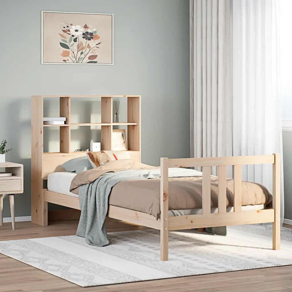 Letto Libreria senza Materasso 90x190 cm Legno Massello Pino