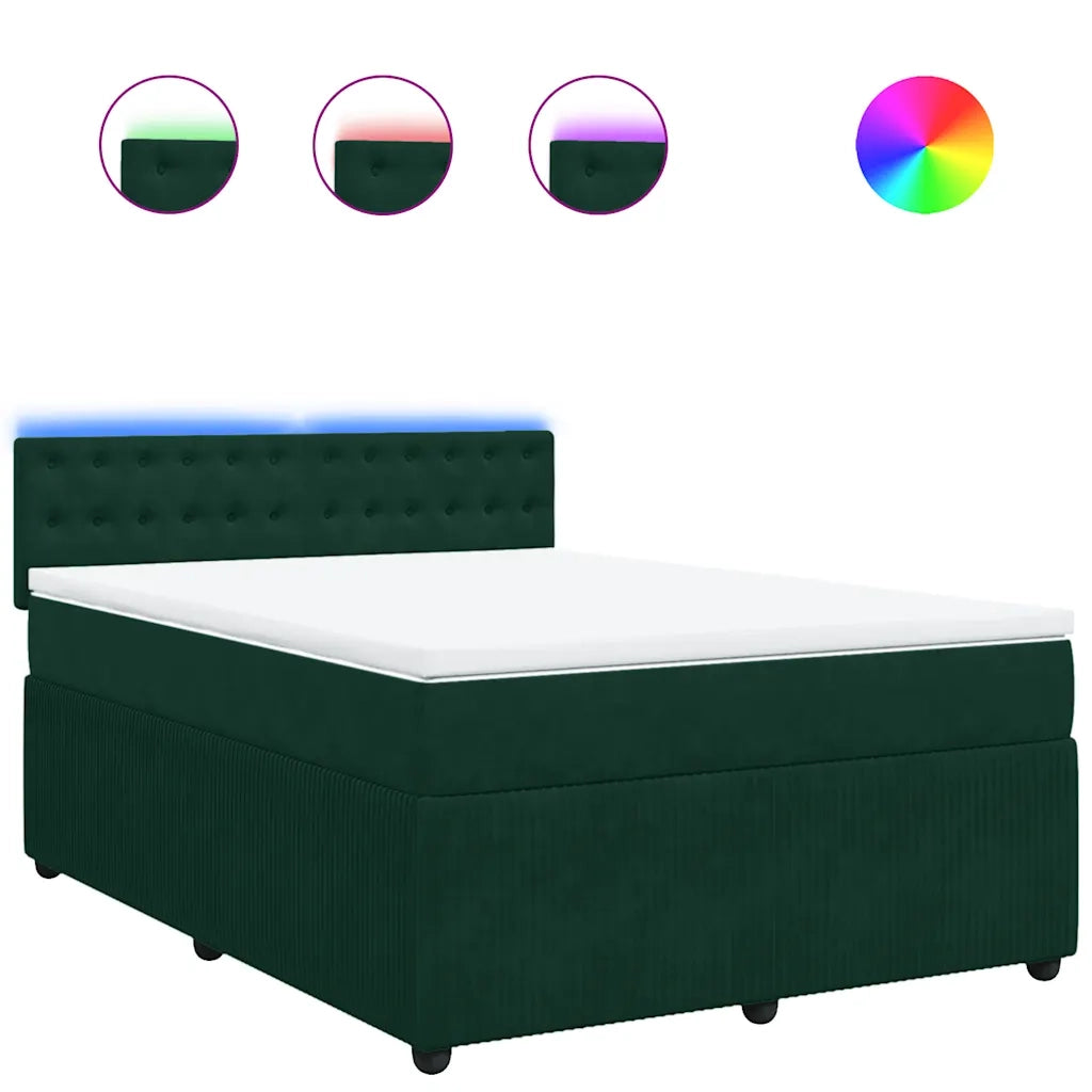 Giroletto a Molle con Materasso Verde Scuro 140x190 cm Velluto