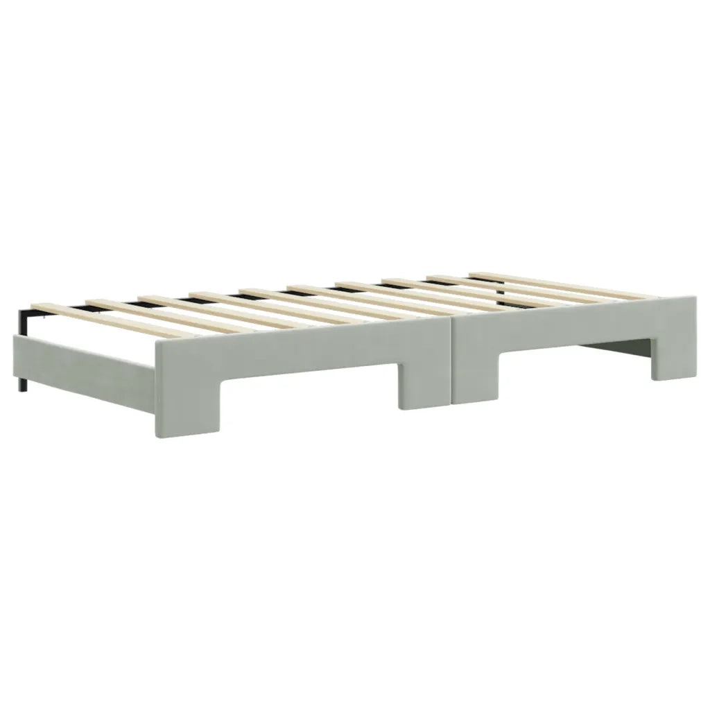Divano Letto Estraibile Cassetti Grigio Chiaro 90x190cm Velluto 3196990