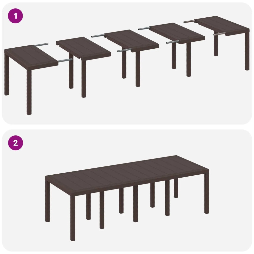 Set da Pranzo per Giardino 9 pcs Marrone Polipropilene 3378737