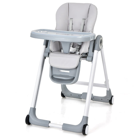 Seggiolone pieghevole per bambini 84 x 56 x 104 cm elevata sicurezza con pratiche ruote stile moderno grigio PP 20_0011222