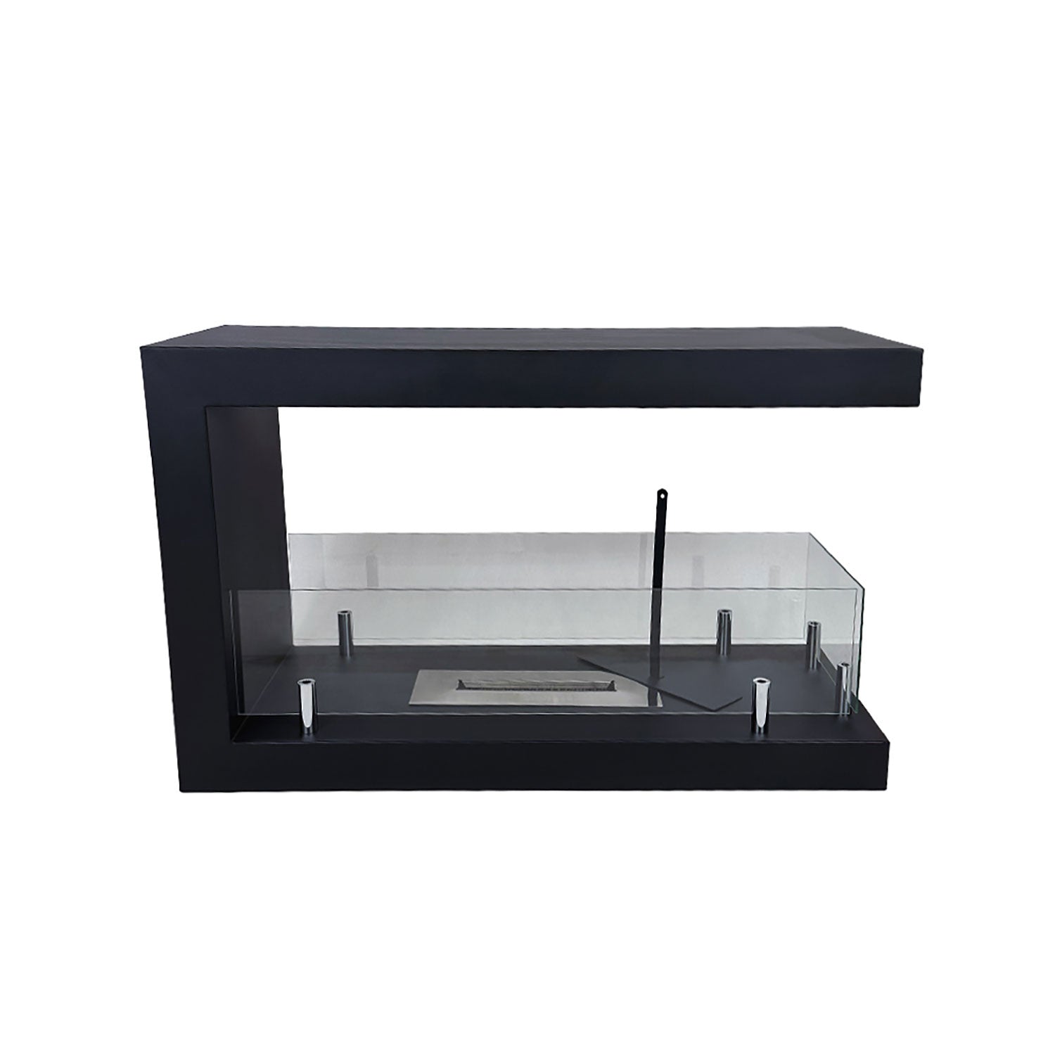 Camino a Bioetanolo da Terra Artico Design Aperto e Vetri Protettivi Serbatoio 850 ml in Acciaio Verniciato Nero