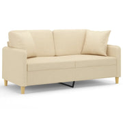 Divano | Divano da soggiorno | Sofa a 2 Posti con Cuscini Crema 140 cm in Tessuto