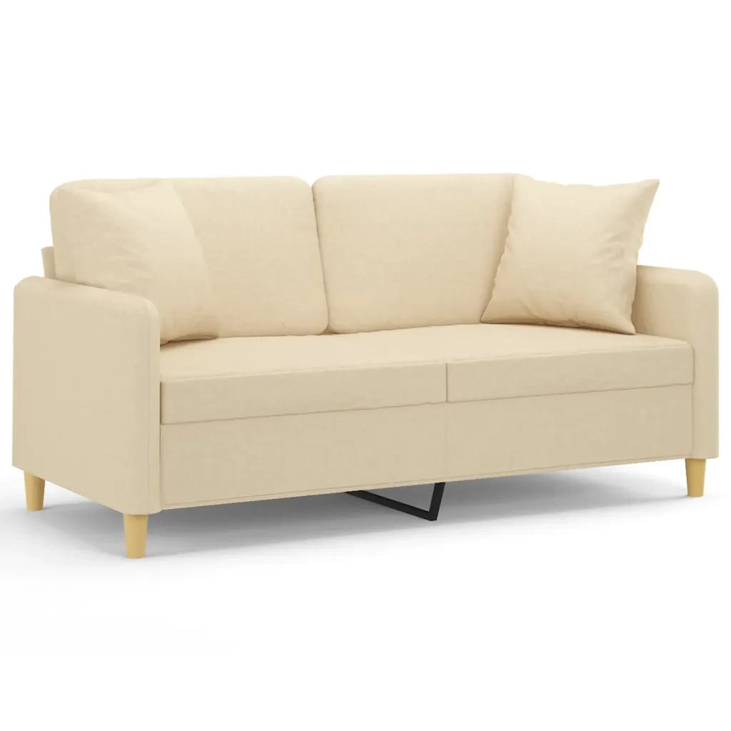 Divano | Divano da soggiorno | Sofa a 2 Posti con Cuscini Crema 140 cm in Tessuto