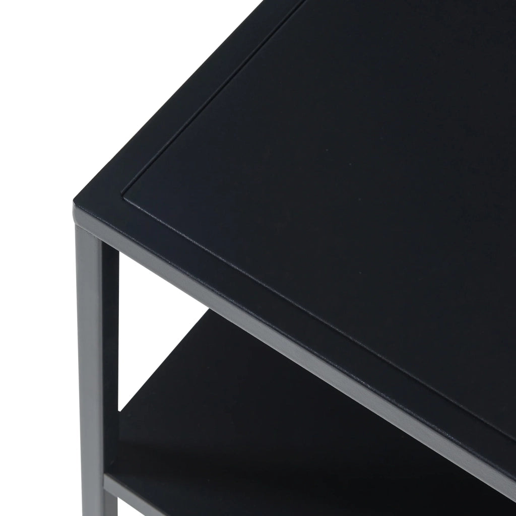 Tavolino da caffè consolle laterale con piano quadrato e ripiano 60 x 60 x 45 cm acciaio nero opaco 03_0010853