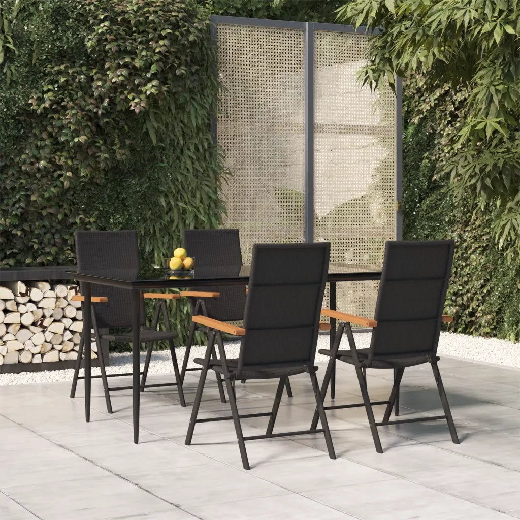 Set da Pranzo da Giardino 5 pz Nero e Marrone in Polyrattan cod mxl 41295