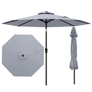 Ombrellone da esterno con inclinazione a pulsante manovella per tavolo da patio, Ombrellone da giardino 270 cm Grigio-Ombrelloni