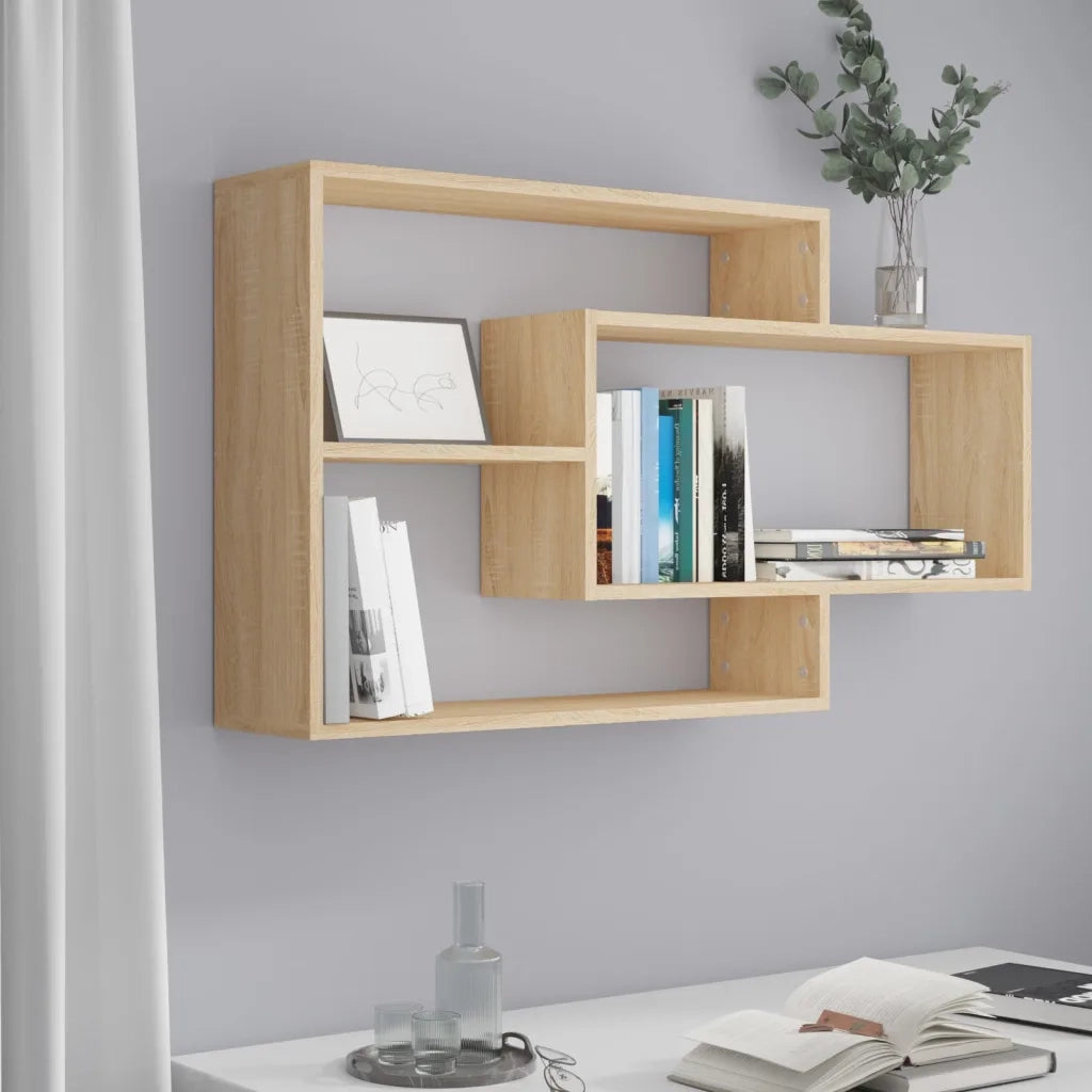 Mensole a Muro | Scaffale Parete | Ripiano a parete Rovere Sonoma 104x20x58,5cm in Legno Multistrato