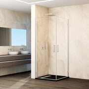Box doccia angolare GLASS 2 porte battenti 43,5-45,5/73,5-75,5 cm nichel vetro trasparente