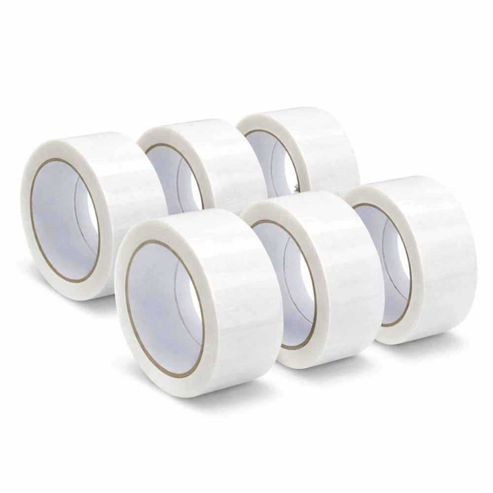 Kit 6 nastro adesivo silenzioso bianco 50x132m per imballaggi continui