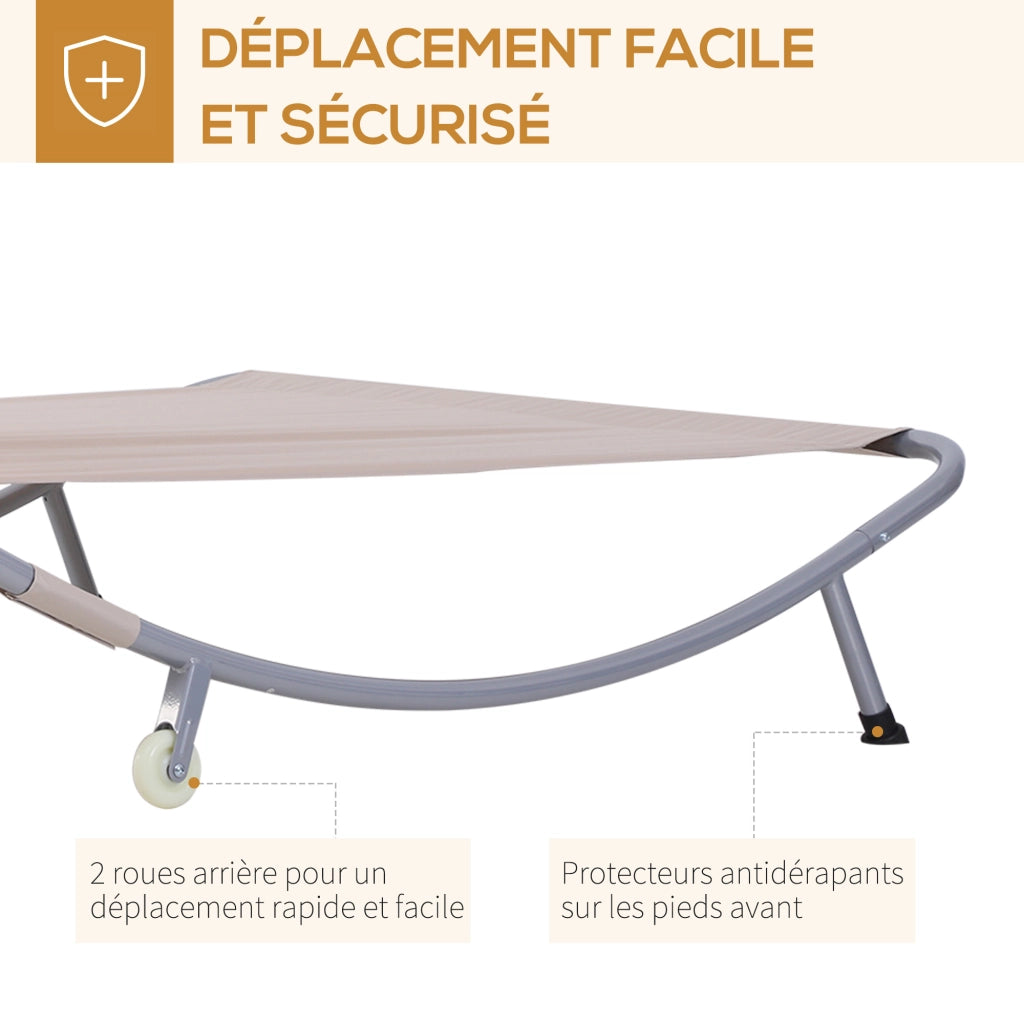 Letto da Giardino 2 Posti con Baldacchino Regolabile ¨C Zephmum ¨C Poliestere Sabbia 200x100x50