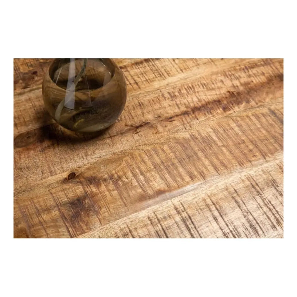 Table SOLARA 160 cm – Piano in legno di mango verniciato e struttura in metallo nero – Design industriale e fascino unico