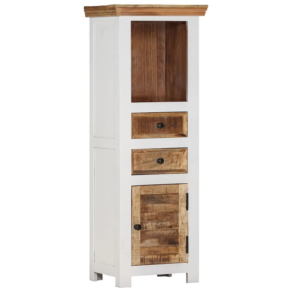 Credenza Bianca e Marrone 40x30x110 cm Legno di Mango e Acacia 338448