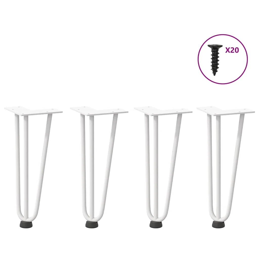 Set di 4 gambe a forcina per tavolino 30 x 12 x 12 cm con piedini regolabili design moderno in acciaio bianco 02_0056736