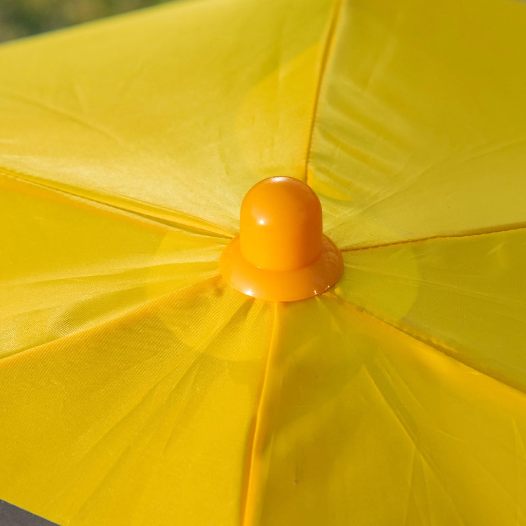 Set 4 Pezzi per Bambini Ombrellone Tavolo Rotondo e 2 Sedie in Acciaio e Tessuto Oxford Giallo
