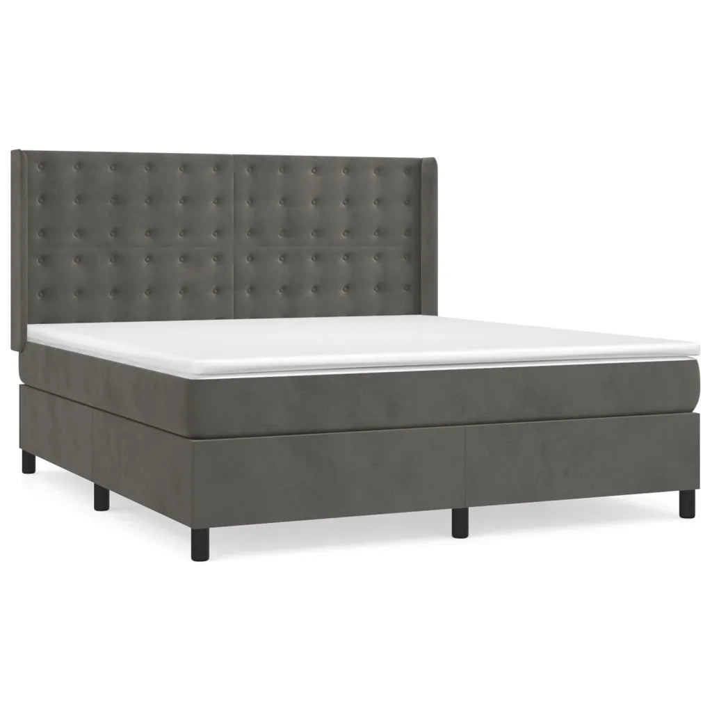 Giroletto a Molle con Materasso Grigio Scuro 160x200 cm Velluto 3132928