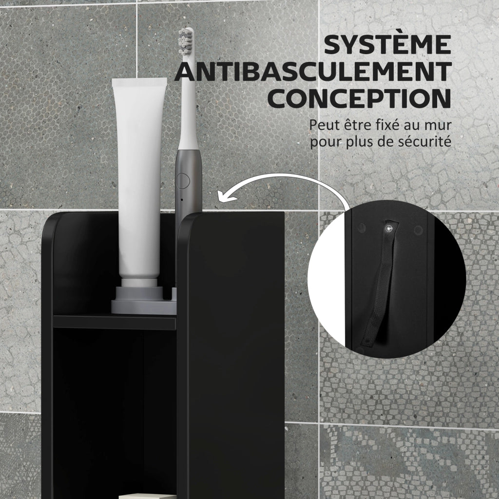 Mobile bagno colonna alto con ripiani e ante ¨C Zephmum ¨C 15x17x120 cm nero