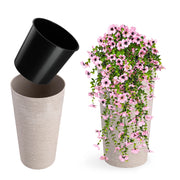 Vaso da fiori KADAX, coprivaso, alto, 57 cm, con inserto, per soggiorno, beige