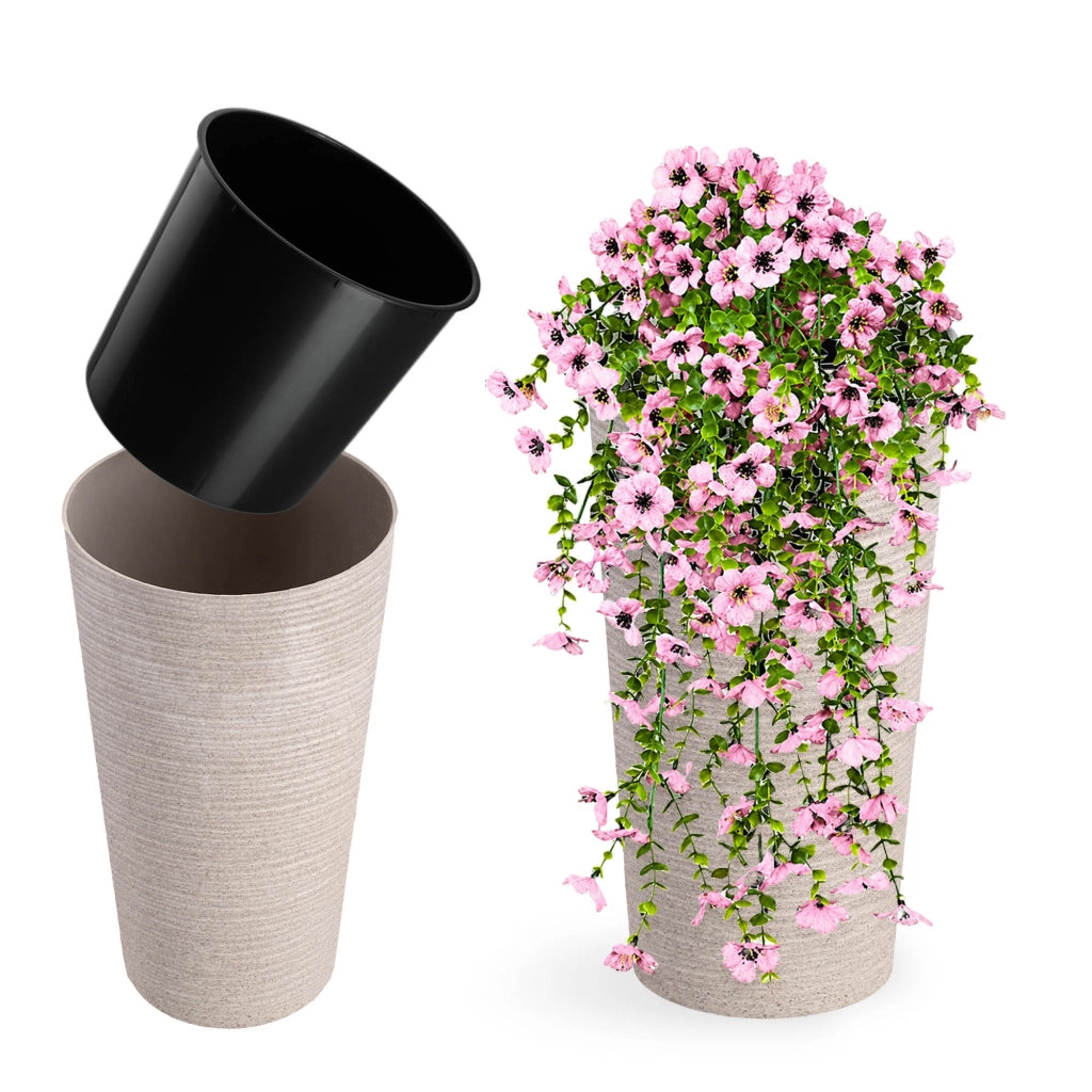Vaso da fiori KADAX, coprivaso, alto, 57 cm, con inserto, per soggiorno, beige