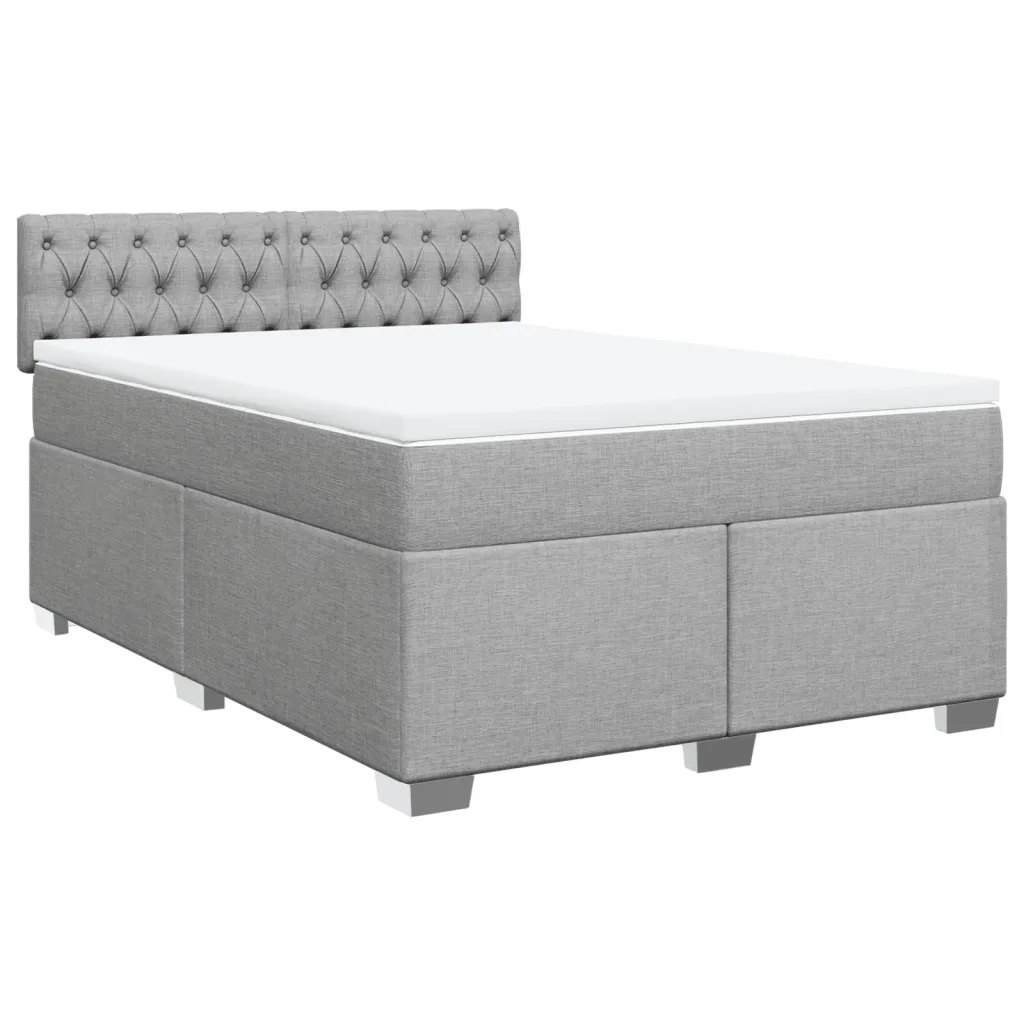 Giroletto a Molle con Materasso Grigio Chiaro 140x200cm Tessuto