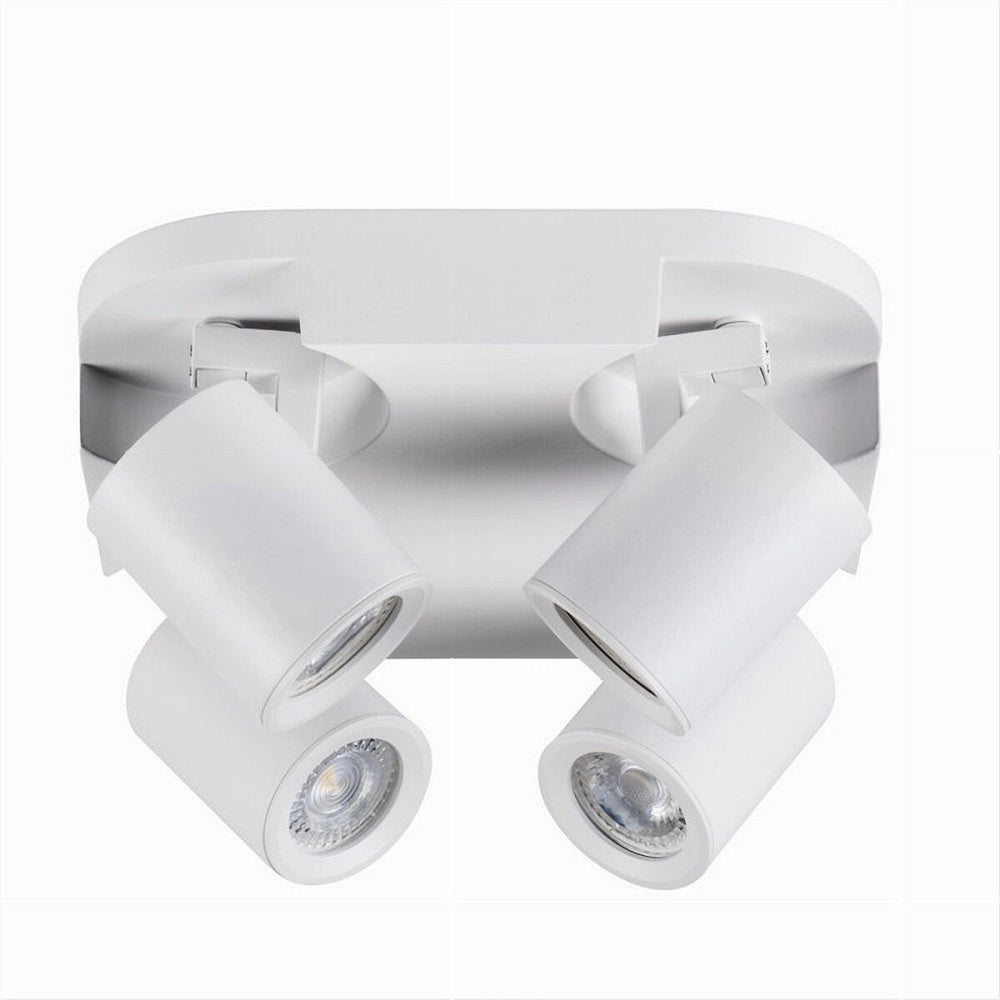 Trade Shop - Plafoniera 4 Diffusori Orientabile Soffitto Parete Lampada Gu10 Bianco Nero Th8805 - Bianco