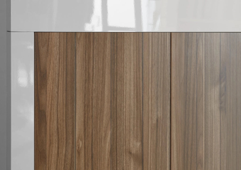 Mobile Buffet 2 Ante 2 Cassetti 184x42x86 cm in Legno TFT Lipari Bianco e Noce