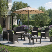 Salottino Outdoor Curno, set Salotto da Esterno 6 Posti Made in Italy, Nero Antracite