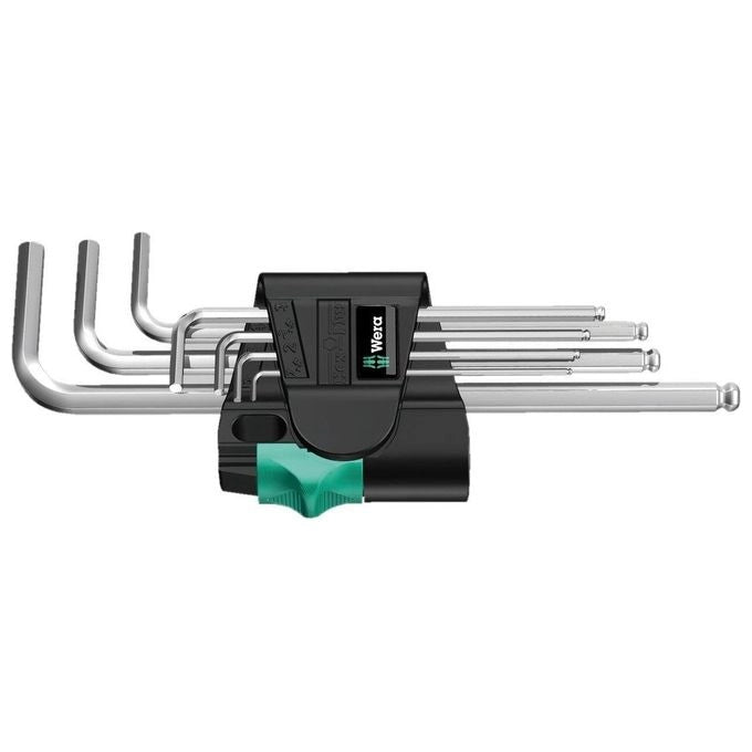 Wera 05022087001 950 PKL-9 SM N Set di Chiavi a Brugola Angolari 9 Pezzi 1,5-10 mm Cromati con Testa Sferica Hex-Plus colore Nero