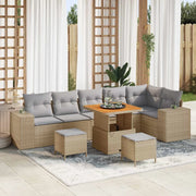 Set Divano da Giardino 9 pcs Beige e Grigio Chiaro polyrattan 3363972