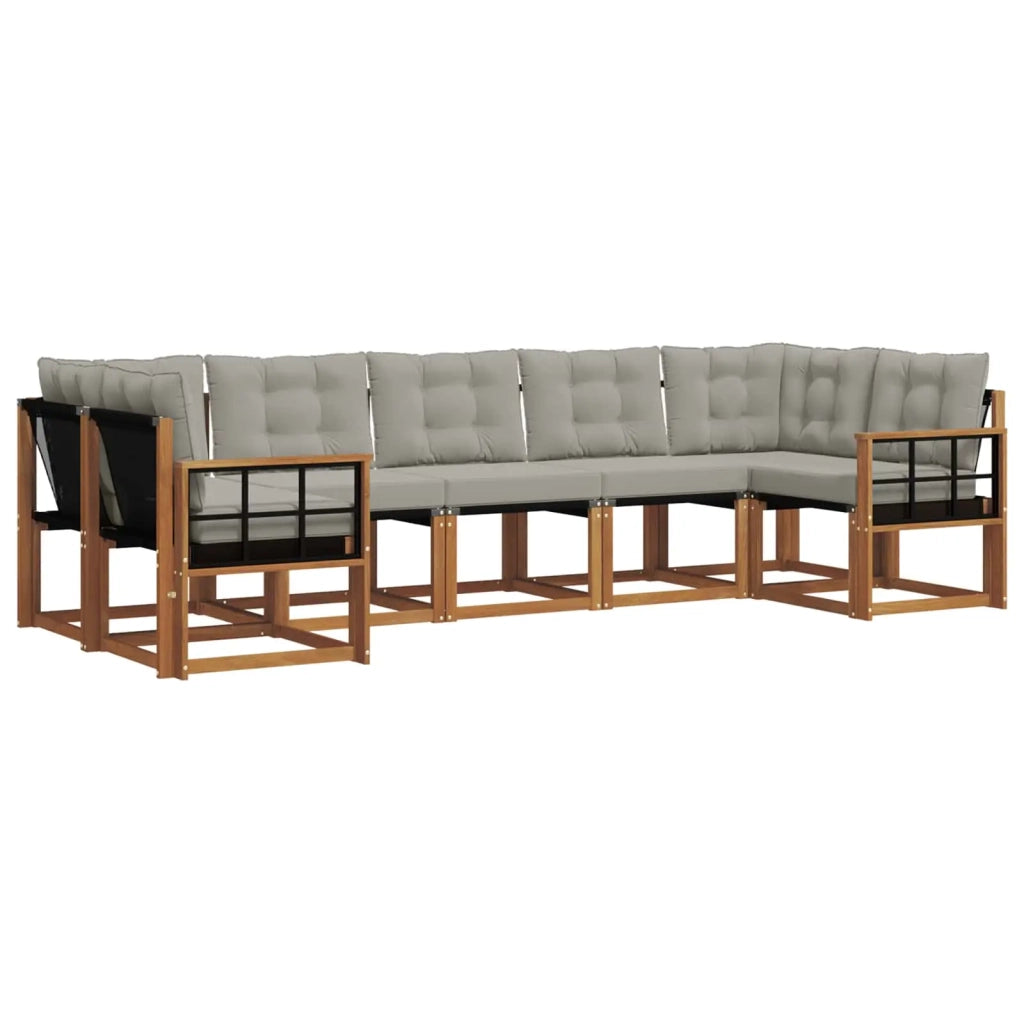 Set di divani da esterno 7 pcs Grigio Naturale e Chiaro 3369030