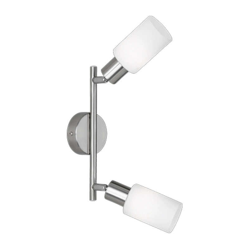 BARRA 2 FARETTI MARS E14 ACCIAIO/VETRO