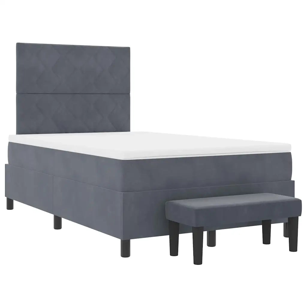Letto a molle con testiera Grigio scuro 200 x 120 cm Velluto 3344571