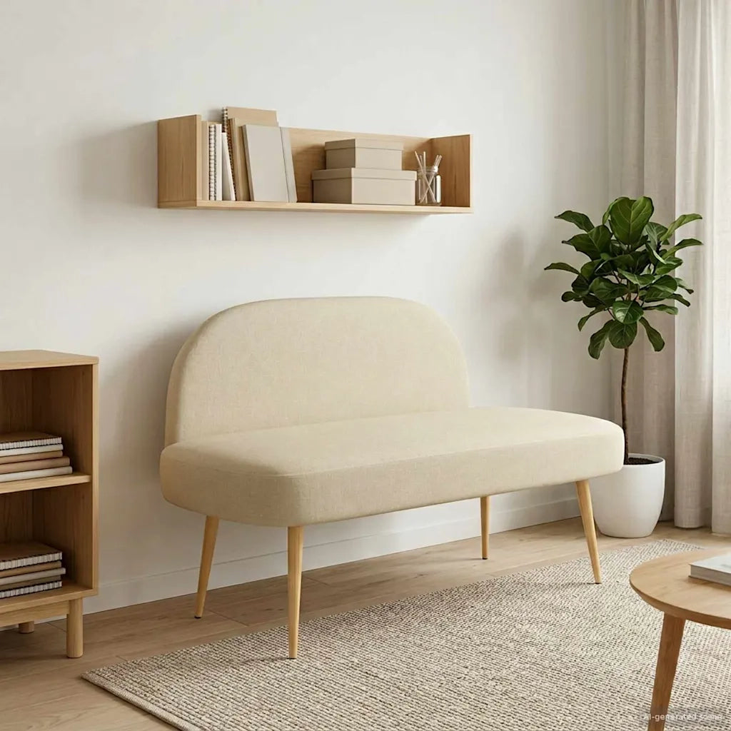 Panchina imbottita con schienale Crema 110 x 60 x 76 cm