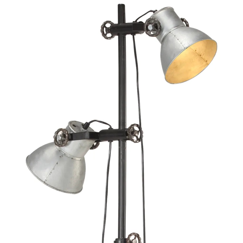 Lampada da Pavimento con 2 Paralumi Argento E27 in Ghisa CFW5499510