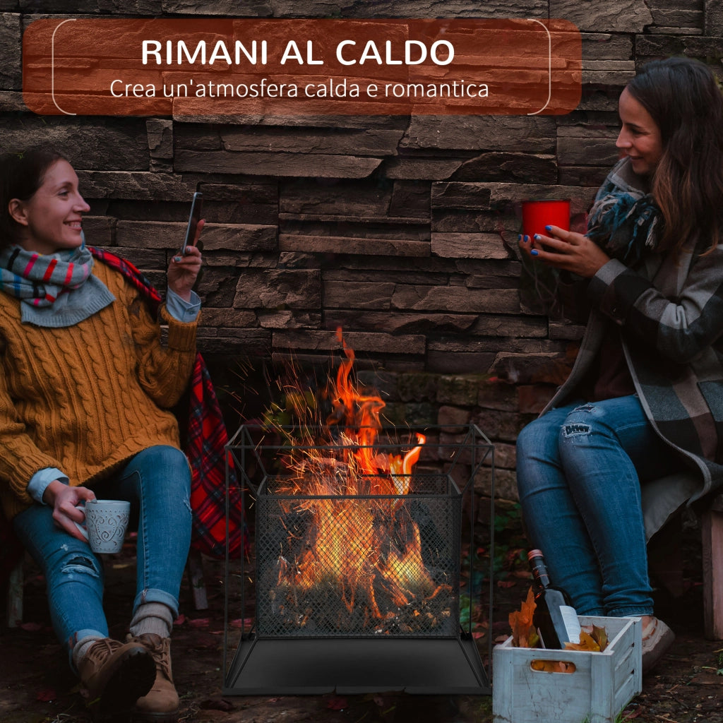 Braciere da Giardino Portatile in Metallo ¨C zephmum ¨C 45x45x43cm Nero