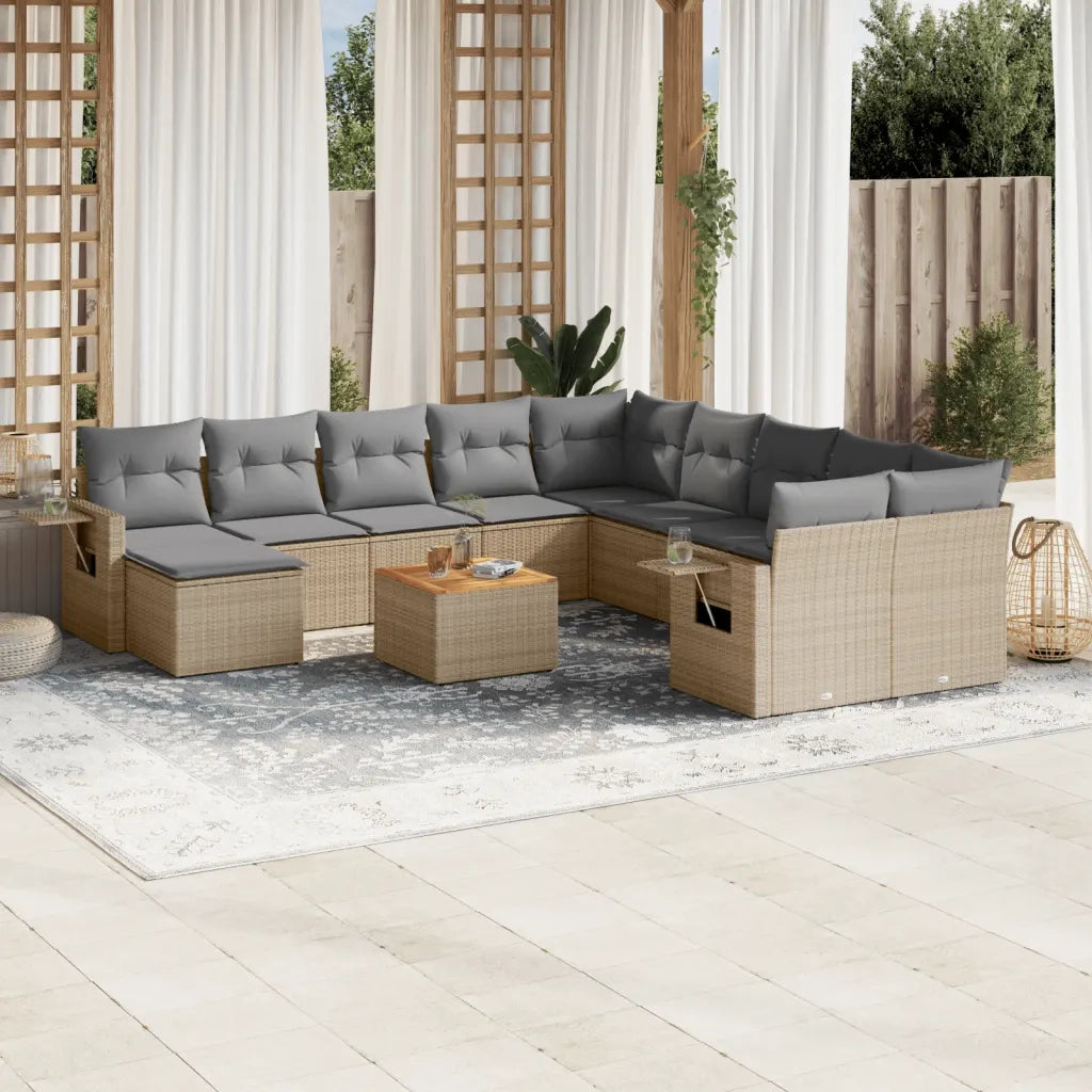 Set Divani da Giardino 12 pz con Cuscini Beige in Polyrattancod mxl 113801