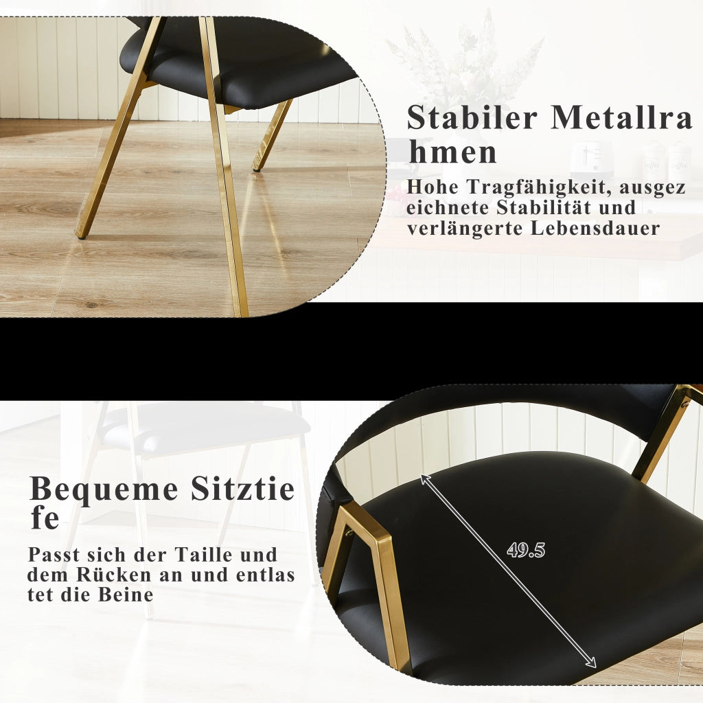 SEDIA con schienale ergonomico Nero struttura in metallo oro
