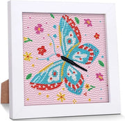 Collezione di pittura con diamanti 5D - Quadro di farfalle per bambini e ragazze - Con cornice in legno - Arte di animali - Decorazione artigianale per adulti - Camera da letto e soggiorno