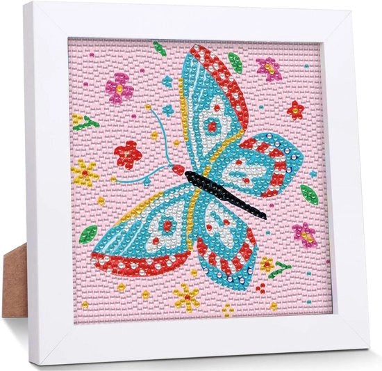 Collezione di pittura con diamanti 5D - Quadro di farfalle per bambini e ragazze - Con cornice in legno - Arte di animali - Decorazione artigianale per adulti - Camera da letto e soggiorno